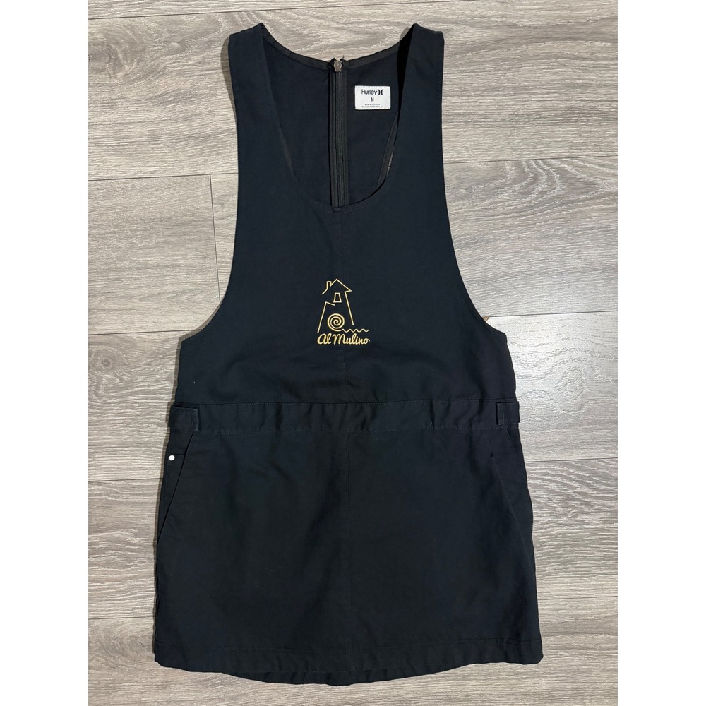 Hurley Womens Black Cotton Canvas Pinafore Jumper Dress Al Mulino Size M Utility